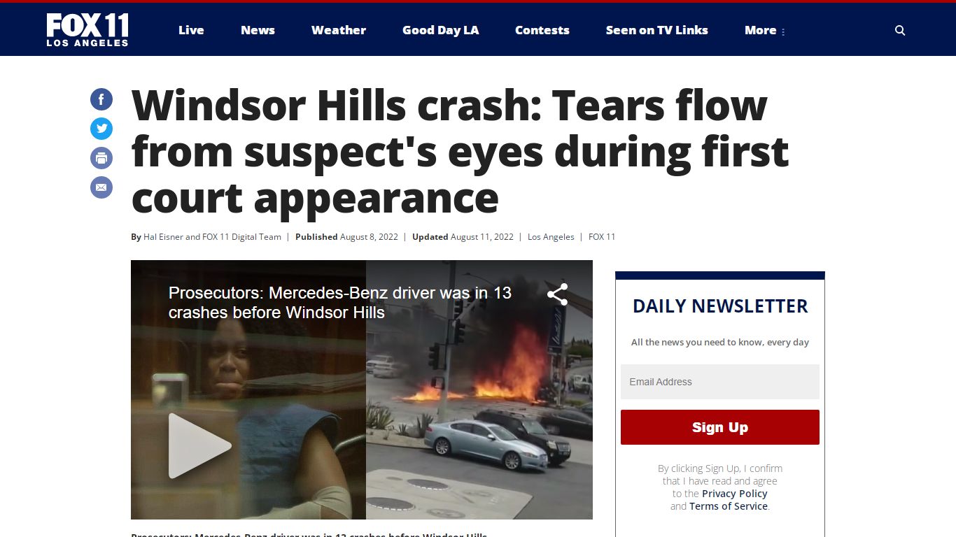 Windsor Hills crash: Tears flow from suspect's eyes during first court ...