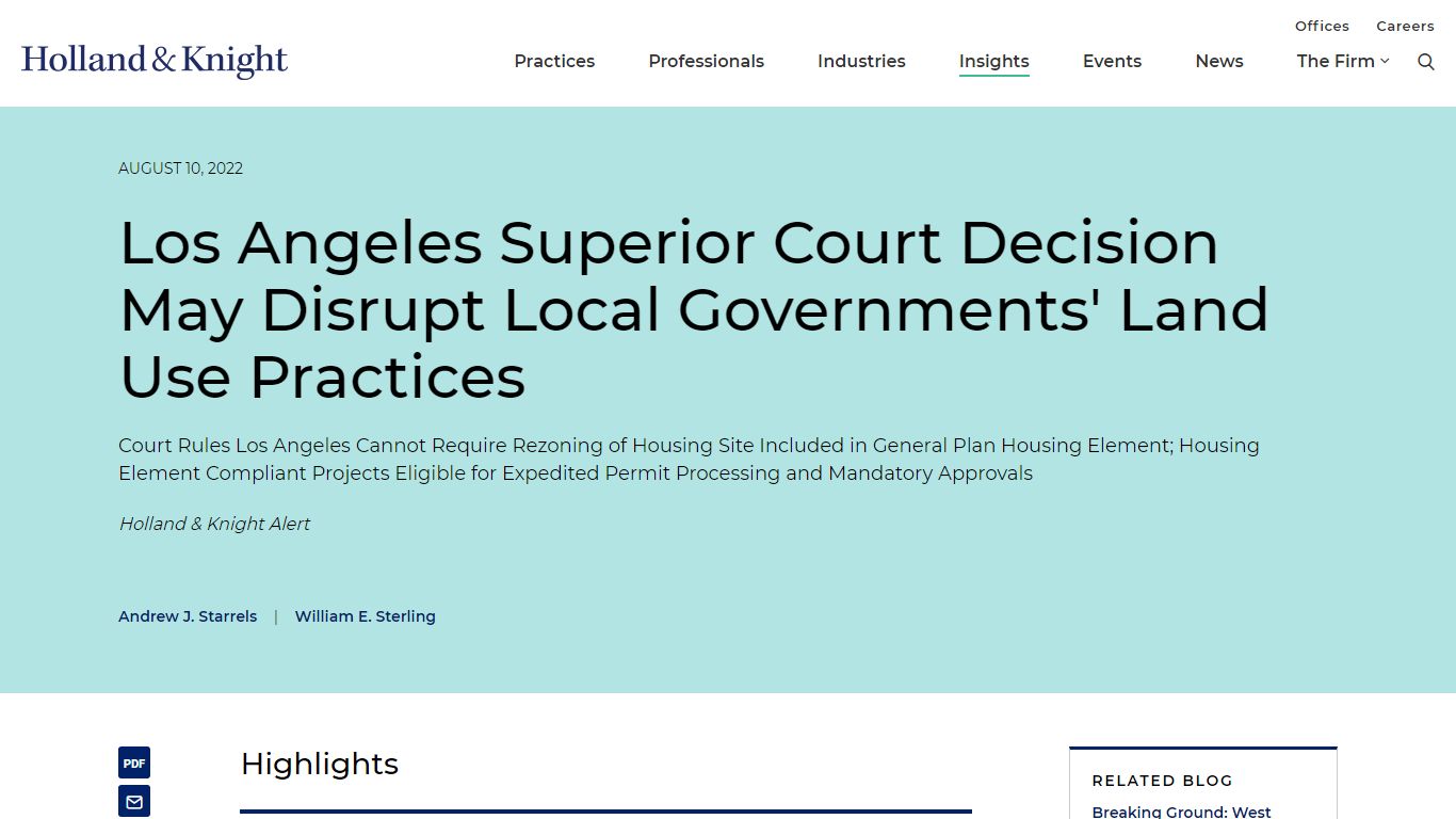 Los Angeles Superior Court Decision May Disrupt Local Governments' Land ...